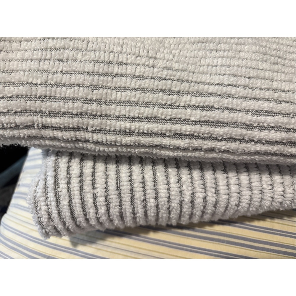 Kassatex Sullivan Spa quick dry Towel Gray Pin Striped (2 Bath Towels) Cotton